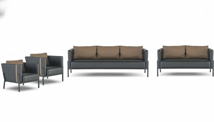 Arbeitszimmer Designer Sitzmöbel Luxuriöser 3-Sitzer 2x Sessel Zweisitzer