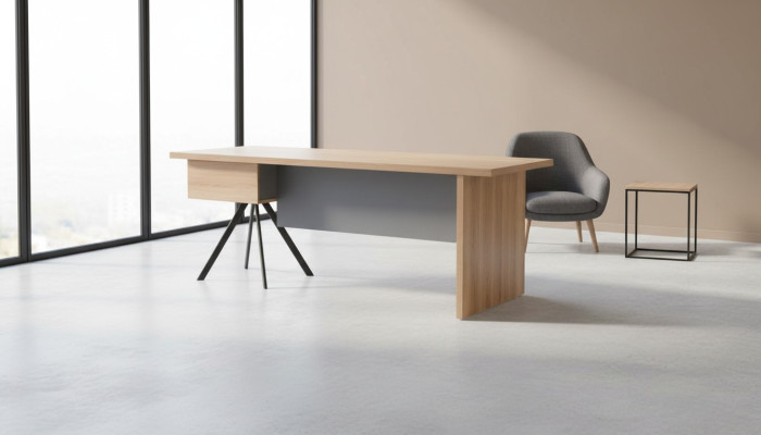 Beige-Grauer Arbeitszimmer Tisch Designer Rechteckiger Bürotisch Möbel