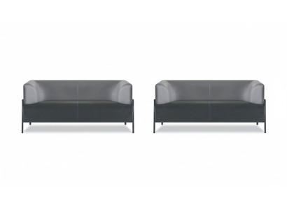 Ledersofa Schwarz Modern Sitzmöbel 4tlg Garmitur Edelstahl Büro Armlehnen