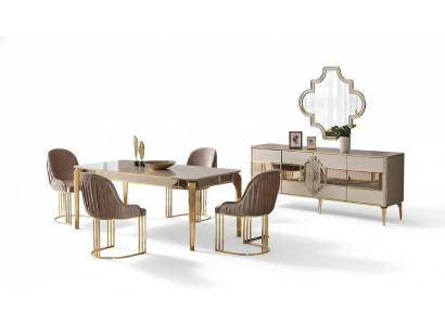 Esszimmertisch Esstischgruppe Tisch und Stühle Set Essgruppe Kommode 9tlg.