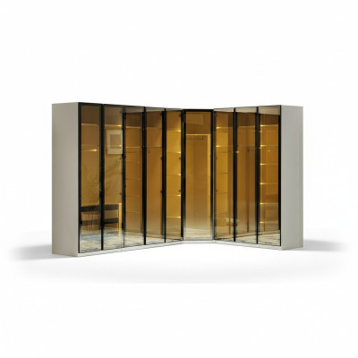 Kleiderschrank Eckkleiderschrank Schrank Schlafzimmer Glasschrank Modern Loft
