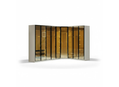 Kleiderschrank Eckkleiderschrank Schrank Schlafzimmer Glasschrank Modern Loft
