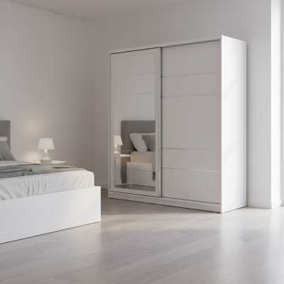 Kleiderschrank Holzschrank Schrank Anbauschrank Spiegel Holz Weiß
