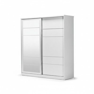 Kleiderschrank Holzschrank Schrank Anbauschrank Spiegel Holz Weiß