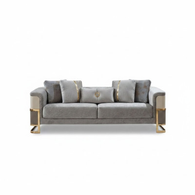Stoffsofa Luxus Dreisitzer Sofa 3 Sitzer Polstersofa Couch Grau Stoff