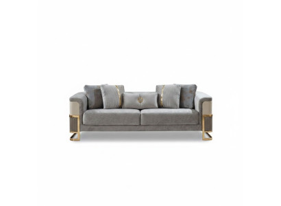 Stoffsofa Luxus Dreisitzer Sofa 3 Sitzer Polstersofa Couch Grau Stoff