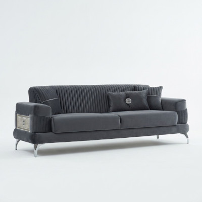 Stoffsofa Couch Luxus Dreisitzer Polstersofa Sofa 3 Sitzer Grau Couchen