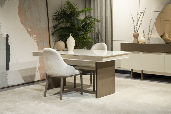 Weiß-Brauner Esstisch Luxuriöse Esszimmer Möbel Ausziehbarer Holz Tisch