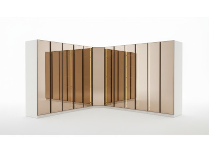 Designer Weißer Kleiderschrank L-Form Schrank Luxuriöser Glasschrank
