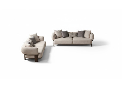 Hellbeige Moderne Sofagarnitur Wohnzimmer 2x Dreisitzer Polster Sofas