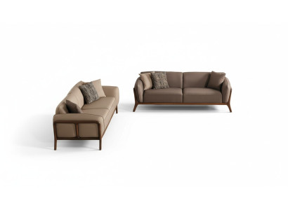 Stilvolle Beige Dreisitzer Garnitur Wohnzimmer Polstercouchen Sitzmöbel