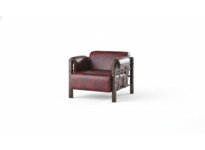 Ledersessel Sessel Bordeaux Lehnsessel Leder Holz Modern 1-Sitzer