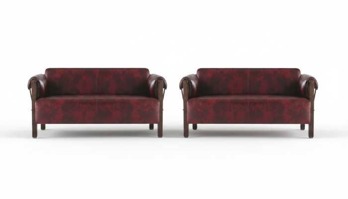 Ledersofas 2-Sitzer Bordeaux Leder Sitzmöbel Sofa-Set Sofas Modern