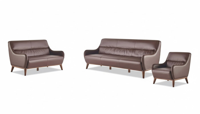 Komplett Sofa-Set 3-Sitzer 2-Sitzer Sessel Braun Klassisch Couch Leder
