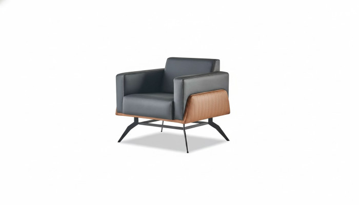 Lehnsessel Sessel 1-Sitzer Sitzmöbel Modern Leder Edelstahl Holz Zweisitzig