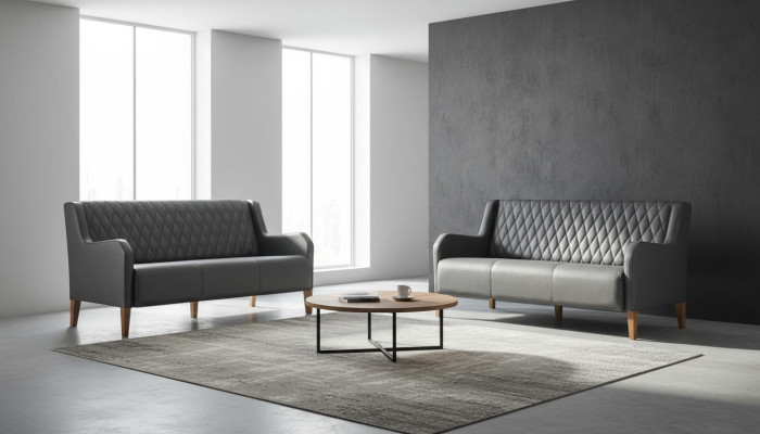 Sitzmöbel Modern Ledersofas Set 3-Sitzer Schwarz Sofa-Set Leder Holz