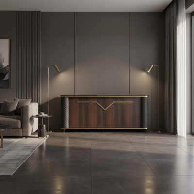 Sideboard Braun Schwarz Zweifarbig Modern Türen Arbeitszimmer Rechteck
