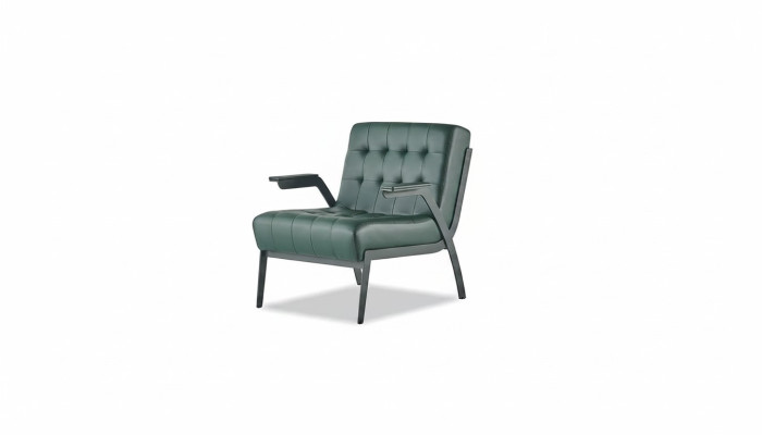 Sessel Grün Modern Design Edelstahl Leder Chesterfield Vielseitig Holz