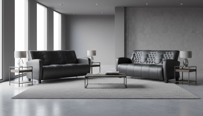 Chesterfield Couch 3-Sitzer Sofas Sofa-Set Modern Ledersofas Holz Knöpfe