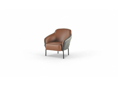 Sessel Braun Schwarz Lehnsessel Modern Leder Edelsathl 1-Sitzer Weich
