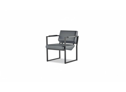 Sessel Bürostuhl Vierseitig Edelstahl Schwarz Einfarbig 1-Sitzer Leder