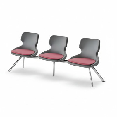 Büroeinrichtung Bürostühle Arbeitszimmer Schwarz Bordeaux 3-Sitzer Modern