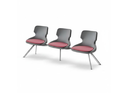 Büroeinrichtung Bürostühle Arbeitszimmer Schwarz Bordeaux 3-Sitzer Modern