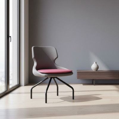 Stuhl Arbeitszimmer Schwarz Bürostuhl Bordeaux Modern Leder Edelstahl