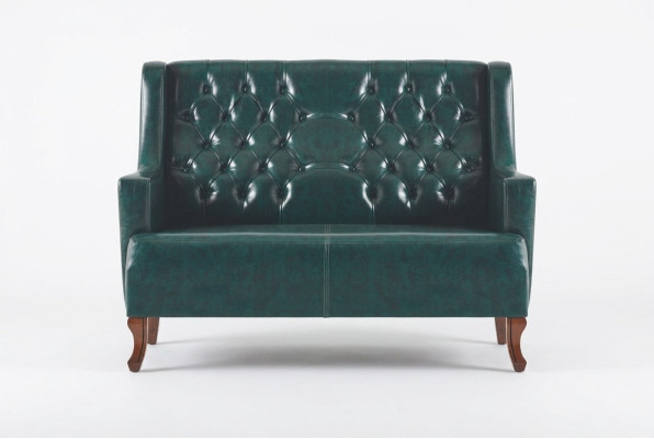 Ledersofa Grün Chesterfield Klassisch Leder Holz Weich Vielseitig Zweisitzig