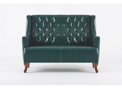 Ledersofa Grün Chesterfield Klassisch Leder Holz Weich Vielseitig Zweisitzig
