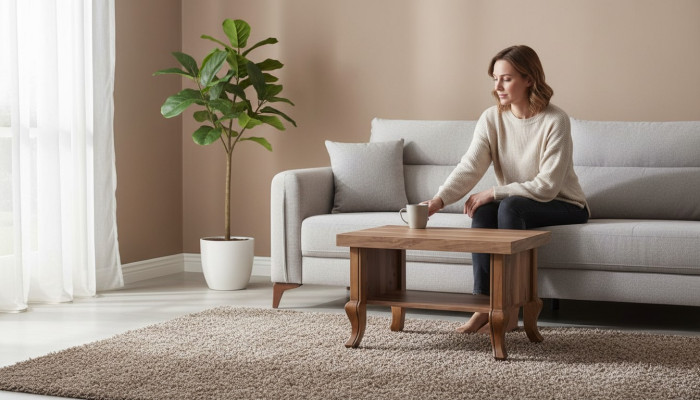 Couchtisch Braun Einlegeboden Regal Rechteckig Klassisch Holz Wohnzimmer