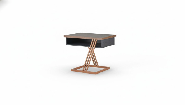 Beistelltisch Braun Schwarz Bronze Edelstahl Rechteckig Modern Einlegenboden