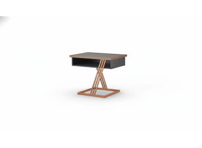Beistelltisch Braun Schwarz Bronze Edelstahl Rechteckig Modern Einlegenboden