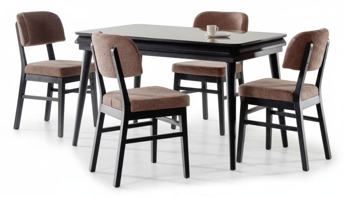 Esszimmer-Set 5tlg. Esstisch 4x Stühle Modern Design Schwarz Luxus Set