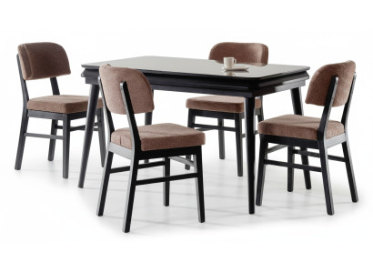 Esszimmer-Set 5tlg. Esstisch 4x Stühle Modern Design Schwarz Luxus Set