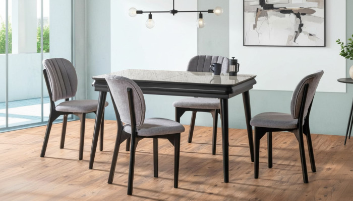 Esstisch 4 x Stühle Esszimmer Set Essgruppe Luxus Stuhle Tisch 5tlg.
