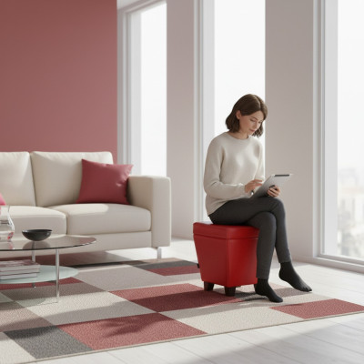 Barhocker Luxus Polsterhocker Modern Designer Wohnzimmer Leder Hocker Rot