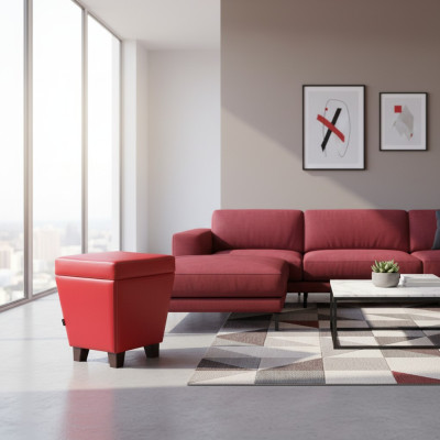 Barhocker Luxus Polsterhocker Modern Designer Wohnzimmer Leder Hocker Rot