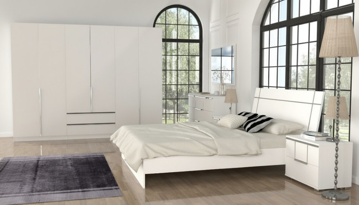 Schlafzimmer Ausstattung Set Möbel Komplett Bett 2x Nachttisch Schrank 5tlg