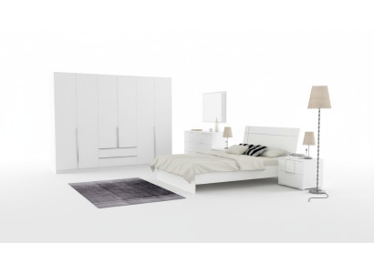 Schlafzimmer Ausstattung Set Möbel Komplett Bett 2x Nachttisch Schrank 5tlg