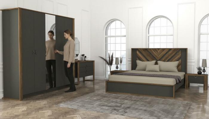 Schlafzimmereinrichtung Schlafzimmer Set Komplettschlafzimmer Modern 5tlg
