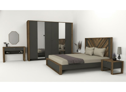 Schlafzimmereinrichtung Schlafzimmer Set Komplettschlafzimmer Braun Modern 5tlg