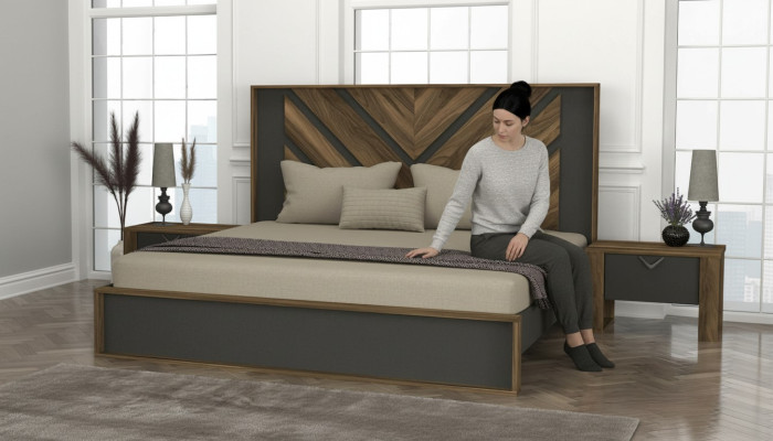Schlafzimmermöbel Schlafzimmereinrichtung Schlafzimmer Bett Nachttische 3tlg