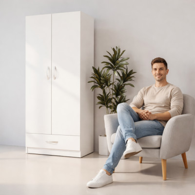 Kleiderschrank Schrank Wandschrank Garderobe Schlafzimmer Modern Braun 60cm