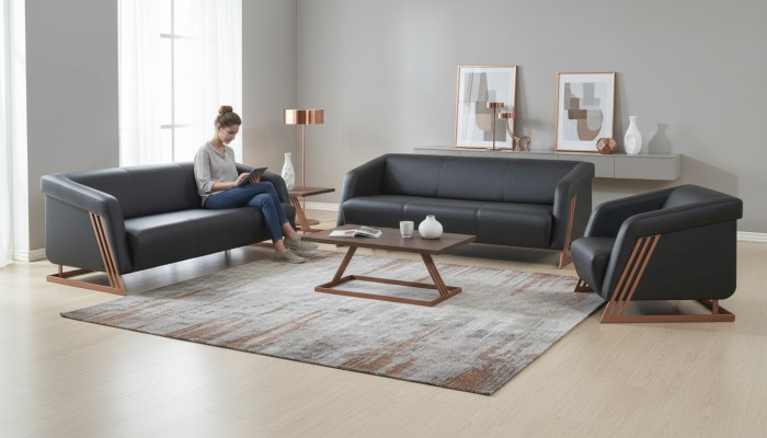 Ledersofas Couch 3-Sitzer Sessel Couchtisch Sofa-Set Sofagarnituren