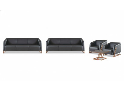 Ledersofas Couch 3-Sitzer Sessel Couchtisch Sofa-Set Sofagarnituren