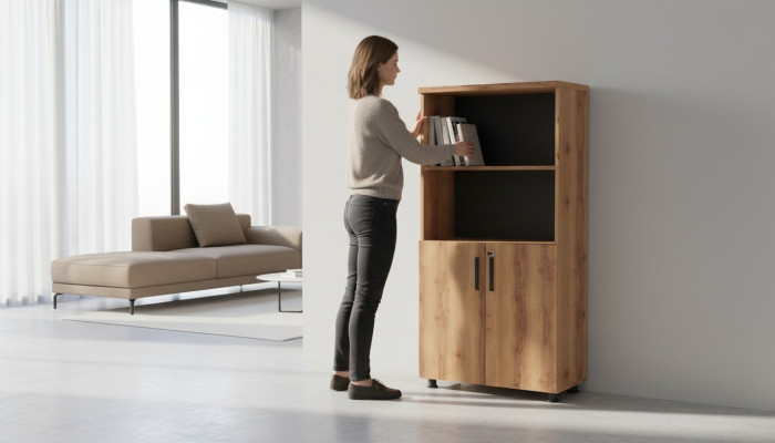 Aktenschrank Türen Regale Naturlich Modern Braun Holz Büroeinrichtung