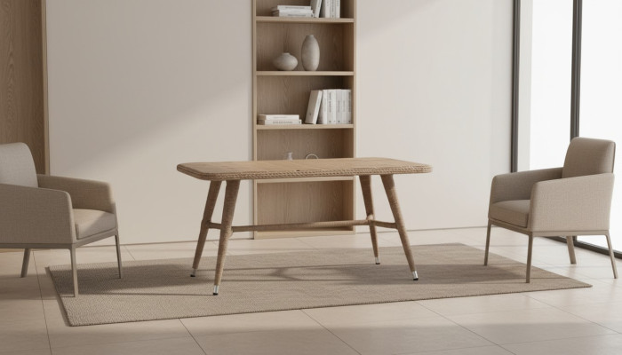 Couchtisch Braun Luxus Möbel Terrasse Design Hochwertig Rattan Rechteckig Modern