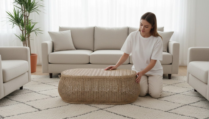 Couchtisch Braun Luxus Moderner Tisch Design Kaffeetisch Rattan Beistell