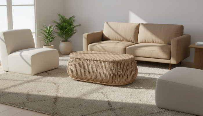 Couchtisch Braun Luxus Moderner Tisch Design Kaffeetisch Rattan Beistell